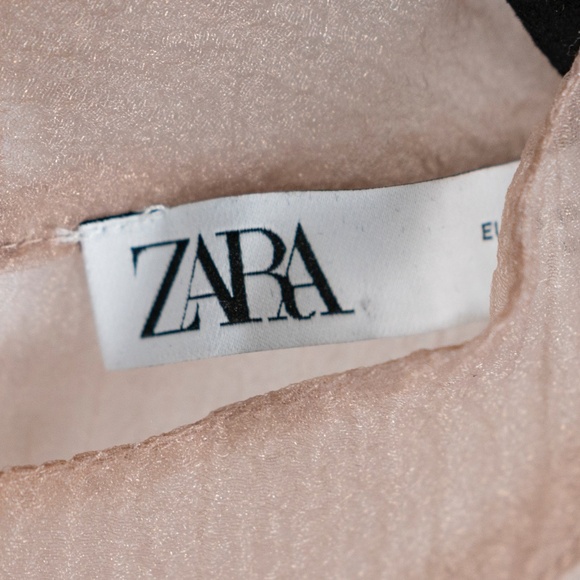 Zara Sheer Chiffon Tulle Mesh Ruffle Mock Collar Long Sleeve Sweater Blouse S - Picture 2 of 4